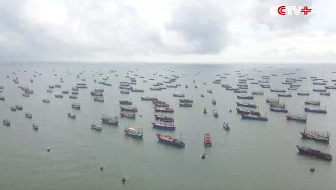 Tàu cá Trung Quốc đồng loạt ra khơi ngày 16.8 /// Chụp từ clip